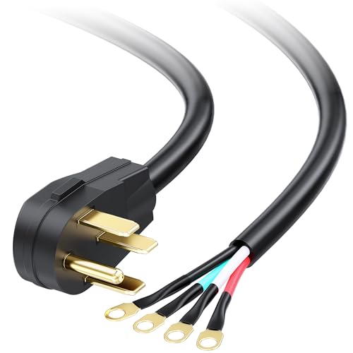 Cable Matters 4 Prong to 4 Wire Range Cord - 10ft, Heavy Duty 6/8 AWG, 50 Amp Cord, Compatible with Tesla Plug/EV Plug / J1772 Connector (NEMA 14-50P to 4-Wire)
