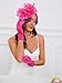 Ibeauti Fascinator Hats with Screentouch Lace Gloves Set for Women Tea Party Cocktail Wedding Derby Headwear Short Gloves (04 Hot Pink)