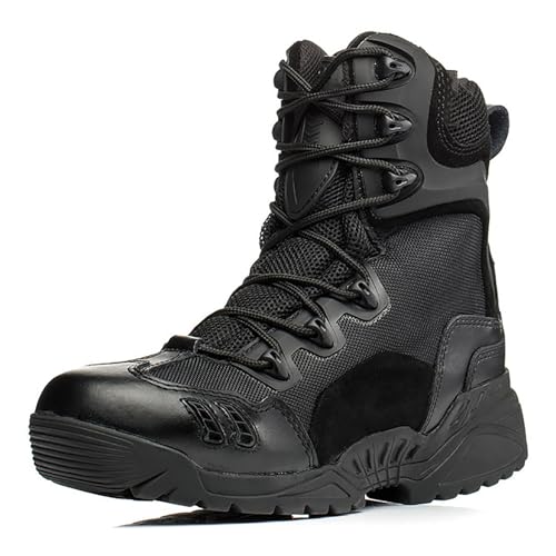 RAGOPILEN Botas tácticas de Combate, Botas Desert Tácticas for Hombre con Cremallera Lateral Arena Negro 39-45 EU(Black,42 EU)