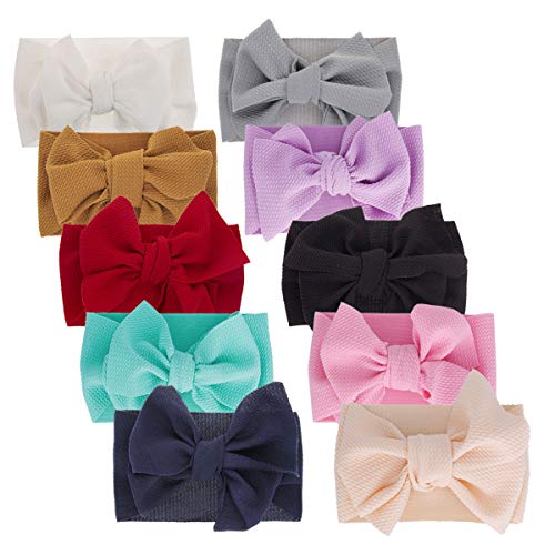10 Pack Big Hair Bow Baby Headbands Knot Headwrap bow wide headband Elastic