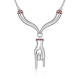 Italian Horn Necklace for Women S925 Sterling Silver Hand Horns Pepper Pendant Men Ruby Crystal Good