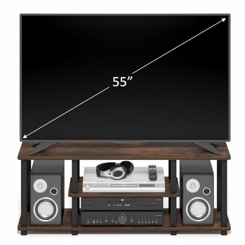 Image of Furinno Turn-S-Tube 3-Tier Toolless Assembly TV Stand, Amber Pine | for TV up to 50 Inch, No Tool Rectangular Entertainment Center, TV Console, for Living Room, Bedroom