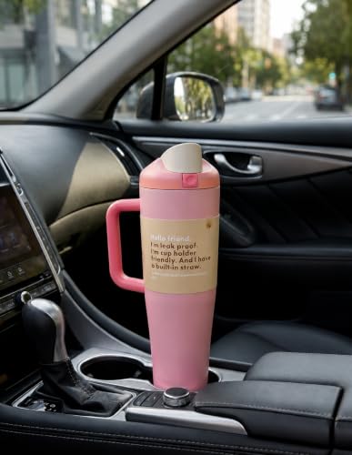 Image of HomeCloud 1200ML Stainless Steel Water Bottle - Double-Wall Vacuum Insulated, Leakproof Straw Lid, BPA-Free Reusable Travel Flask with Two-Way Spout for Gym, Office & Outdoor Use (H Peach)