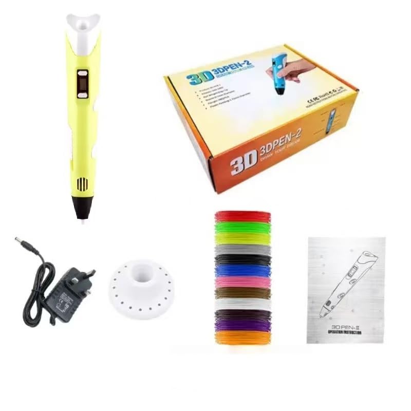 3D Pen-2 Professional 3D Printing Pen Set with LCD Display PLA Filaments Stencil Book Power Adapter for Kids & Adults DIY Arts and Crafts