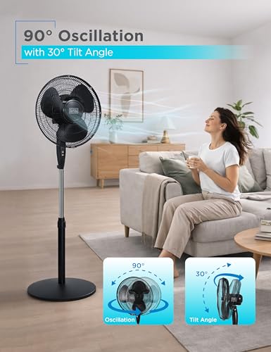 Image of BLACK+DECKER BFSR16B 16 in. Stand Fan with Remote Control, Black