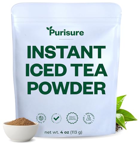 Purisure Unsweetened Iced Tea Powder, Instant Black Tea, Real Black Leaves, Powdered Iced Unsweetened with Zero-Calories, Sugarless Instant Tea, 4 oz, 192 Serving Pack