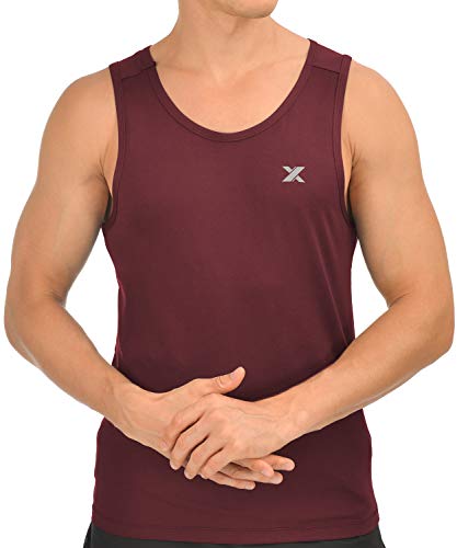 Men's Workout Tank Top Running Muscle Gym Fitness Bodybuilding Athletic Sleeveless Beach Singlet Training Sport T Shirt Red Size L