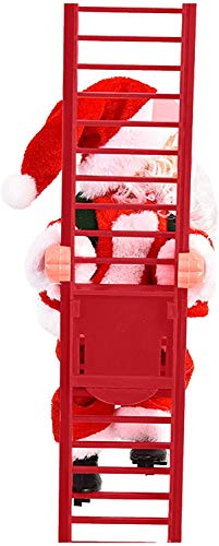 2 Packs Climbing Santa Claus on Ladder with Lights, Electric Climbing Ladder Santa Doll Toy, Christmas Novelty Decoration for Christmas Tree Xmas Hanging Ornament Pedant for Party Home Door Wall Decor