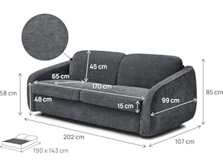 Habitat et Jardin Canapé lit Convertible Express en Tissu texturé Laurie - 202 x 107 x 85 cm