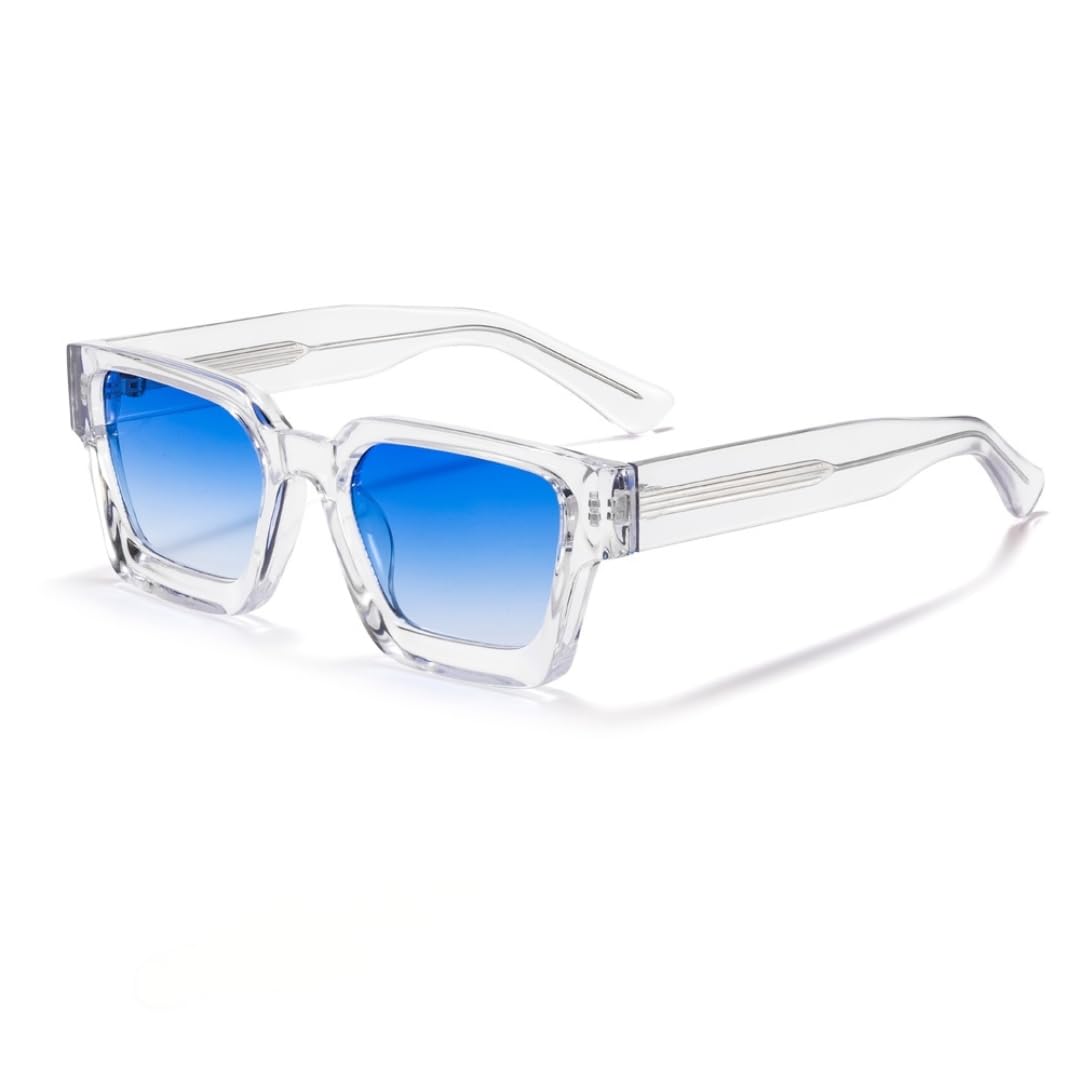 Gafas de sol vintage para hombre, montura cuadrada gruesa, diseño punk degradado, gafas de sol gruesas, gafas retro para mujer, viajes y fiestas, protección UV400