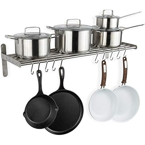 Wallniture Lyon Kitchen Storage Rack with 10 S Hooks Cover