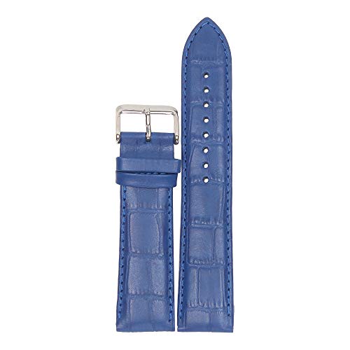 LUBA® Leather Half Padded Double Stitched Watch Strap/Watch Band (22MM, Blue)