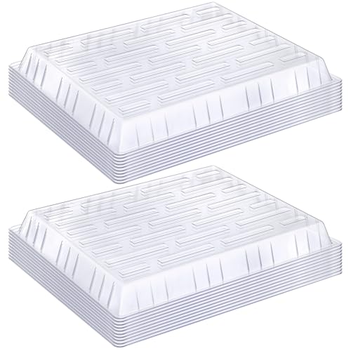 CroBlissful 20 Pack Clear Plastic Humidity Domes for Seed Starting 13.7 x 10.5 x 1.2 Inches Transparent Grow Covers for Seed Starter Plant Trays Covers for Germination and Garden Growing