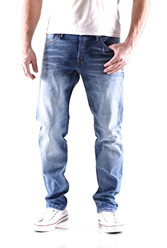 JACK & JONES Men's JJIMIKE Tapered Fit Jeans, Dark Blue Denim, 31W x 32L