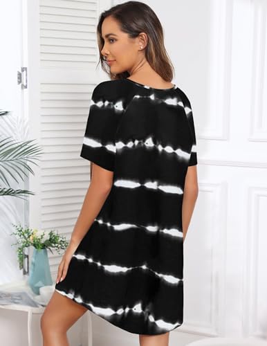 Image of Ekouaer Sleep Shirts for Women Short Sleeve Night Shirts for Sleeping Pullover Nightgown Soft Nightdress S-XXXL