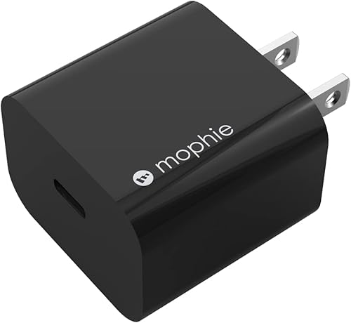 mophie Cargador de pared USB-C PD - Cargador de pared USB-C PD de 20 W, color negro
