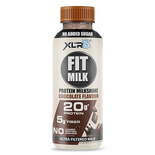 Image of XLR8 FitMilk Protein Milk | 20g Protein Milkshake 250ml (Pack of 2) | 5g Fibre | Chocolate | No Added Sugar | Contains Prebiotic Fiber | Ideal for Early Mornings, Pre & Post Workouts Energy Drink
