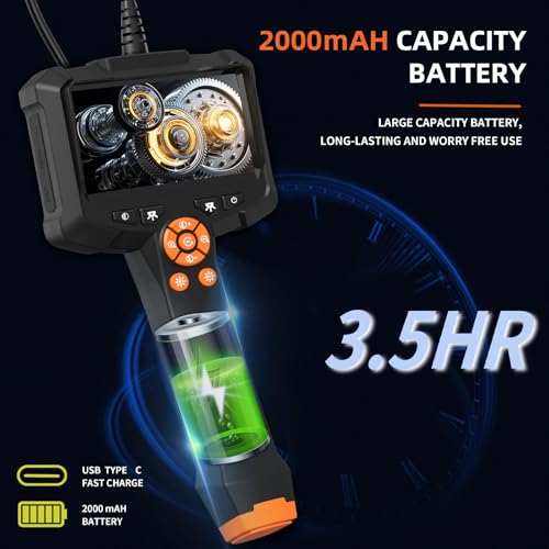 Daxiongmao Inspection Endoscope - 1080P HD Drain Camera with 8 Lights, IP67 Waterproof Borescope, 16.4ft Semi-Rigid Cord