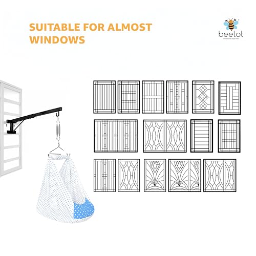 Image of Baby Window Cradle Hanger | Portable Type Metal Rod | Weight Support Up to 20Kg | Black,80cm