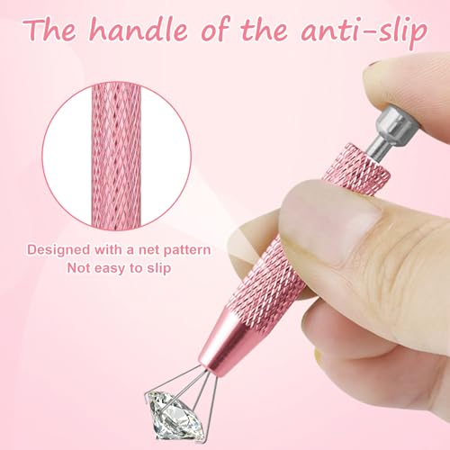 2 PCS Piercing Ball Grabber Tool Set,4 Claw Diamond Tweezers for Easy Jewelry Changing,Piercing Removal Tool,Stainless Steel Gem Pickup Tool for Septum, Earrings,Small Parts,Pink