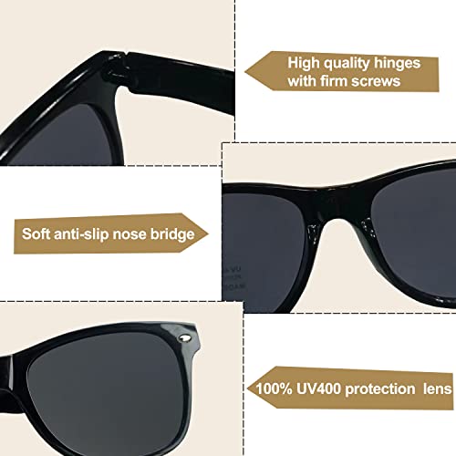 LotsBuyLots Black Sunglasses Bulk UV400 Protection Retro Party Sunglasses for Adults Party Favors - Set of 103