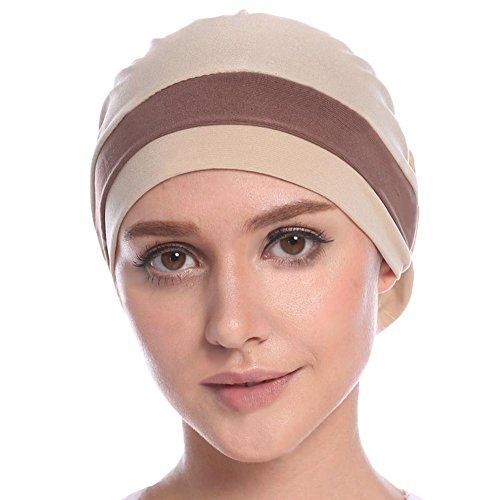 iShine Turban Chimio Femmes Musulman Bonnet Beanie Chapeau Plissé pour Perte de Cheveux, Cancer, Chimio