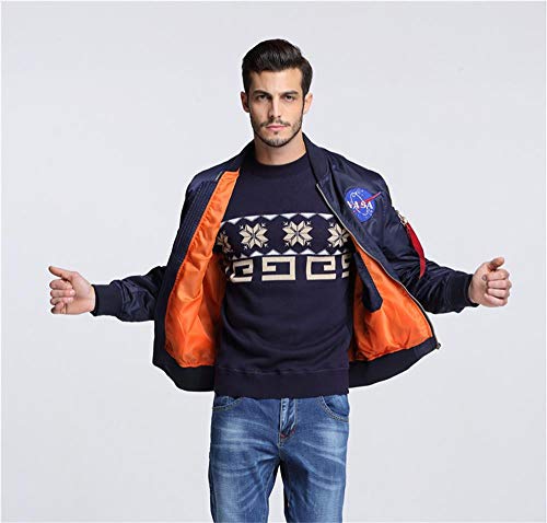 Image of CORIRESHA Mens NASA Embroidery Badge Slim Fit Bomber Jackets Zipper Windbreaker