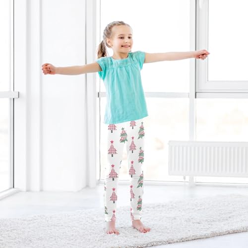 CaTaKu Girls Leggings Christmas Trees Buffalo Leggings for Girls Kids Athletic Workout Yoga Pants Size 4-10T3