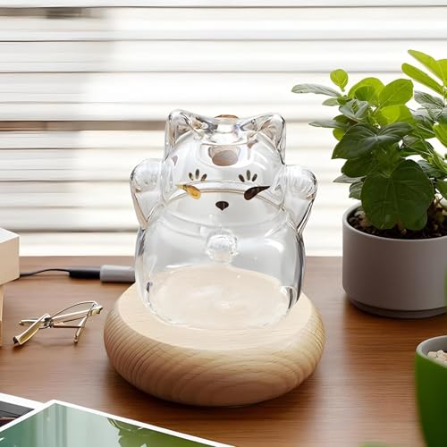 Hucha de gato transparente tarro para monedas pequeño contenedor decorativo de deseos 7