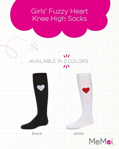 MeMoi Girls Cotton-Rich Fuzzy Heart Embellished Knee Sock2