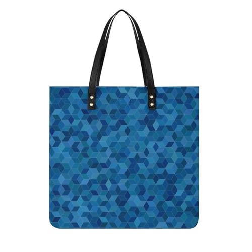 Sac à main géométrie bleue graphique et spacieux de 39x39cm pour femme