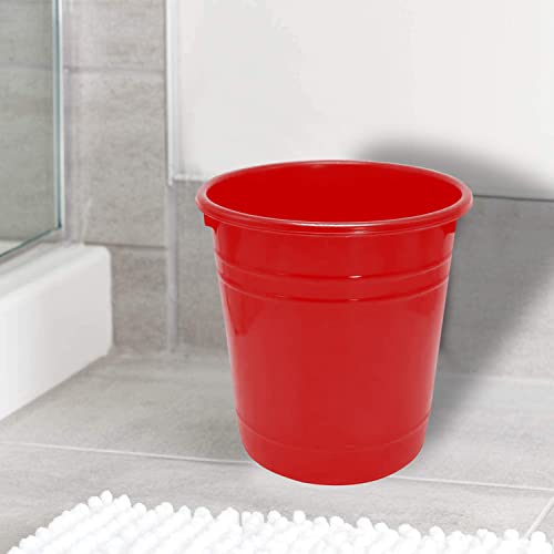 Image of Kuber Industries Plastic Dustbin|Portable Garbage Basket & Round Trash Can for Home,Kitchen,Office,College,5 Ltr.(Red)