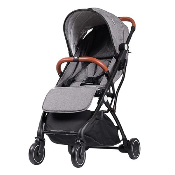 Mamakiddies Baby Pram & Stroller, Black and Grey One-Hand Compact...