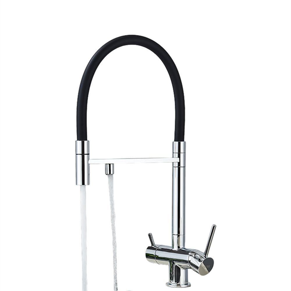 ZQFHSX Black Grey Kitchen Faucet with Filter Water Purification Tap Chrome Mixer for Clean Drinking Stylish Sink Accessory