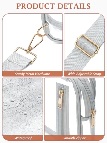 Image of 3 Pockets Clear Bag for Stadium Events with 2 Long Straps Sling Backpack Fanny Pack Concert Crossbody Purses for Women