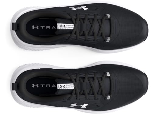 Under Armour UA Charged Commit TR 4 Baskets légères, chaussures de sport respirantes pour hommes, noir/gris anthracite/blanc