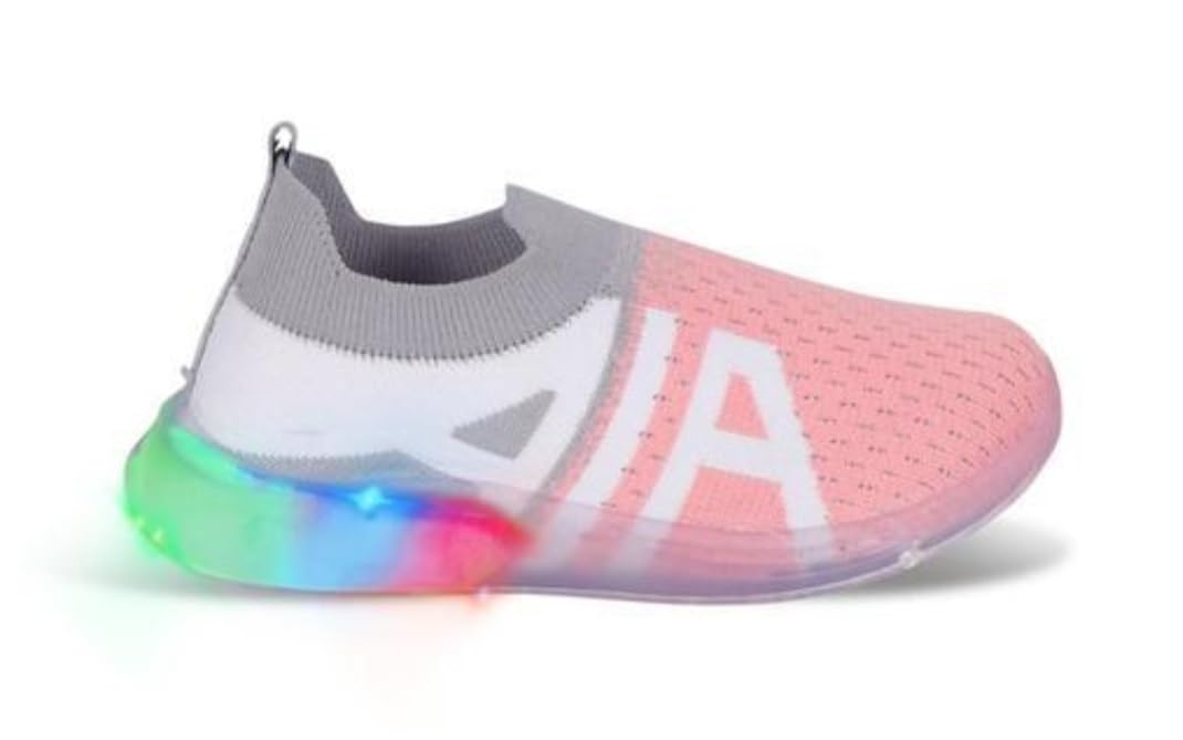 Royal Marketing Boys Mesh Solid Comfortable TPR Sole Slip-On Casual LED Light Shoes (Pink Grey-3 Years) (B0CKMQQHW3) Amazon Price History, Amazon Price Tracker