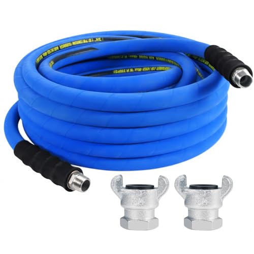 3/4" Air Hose 50FT with 2 Connectors, Rubber, 300 PSI