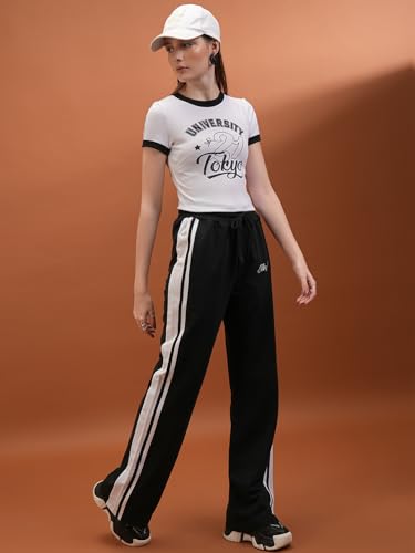 Image of Tokyo Talkies Women's Flared Regular Track Pants | Stretchable Trackpants | Casual Track Pants| Mid-Rise| Gymwear | Sports Wear