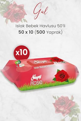 Gül Kokulu Islak Bebek Havlusu 50 x 10 Adet (500 Yaprak)