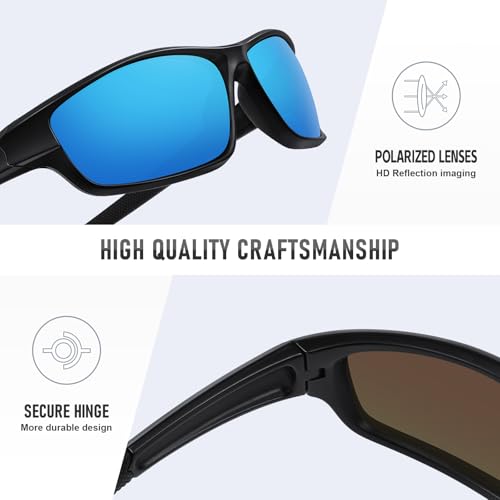Image of Polarized Sports Sunglasses for Men Women Driving Cycling Fishing Wrap Around Sun Glasses UV400 Protection