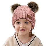 Hecho de materiales duraderos, amigables con la piel, suaves, cálidos y cómodos. Este gorro de pom forrado de lana gruesa de punto cuenta con 2 adornos de pompones de piel sintética en la parte superior, se puede desmontar.