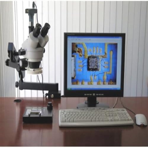 Image of 3.5X-90X Trinocular Articulating Zoom Microscope + Ring Light