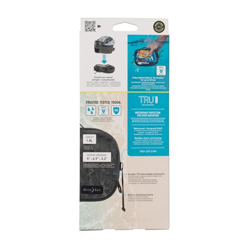 Nite Ize RunOff Bolsa de embalaje impermeable - Bolsa impermeable para viaje - Bolsa seca de viaje con compresión - Carbón, Pequeña miniatura 6