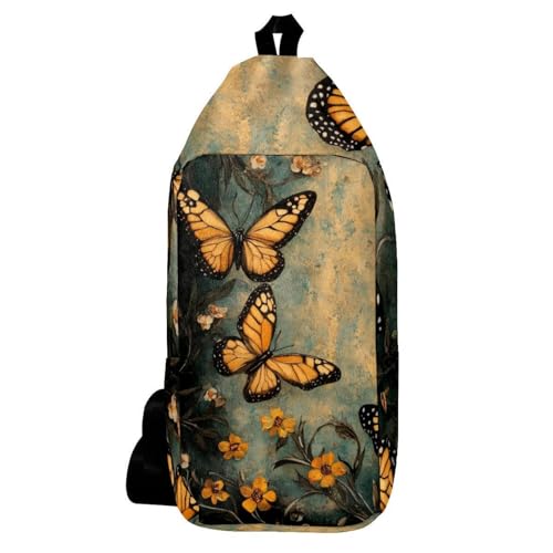 Sac à dos à bandoulière papillon 16x36.5cm sacoche poitrine multicolore