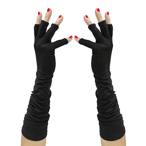 Luwint Elegant Long Fingerless Gloves - UV Protection Nails Gloves for Gel Manicures (Black)4