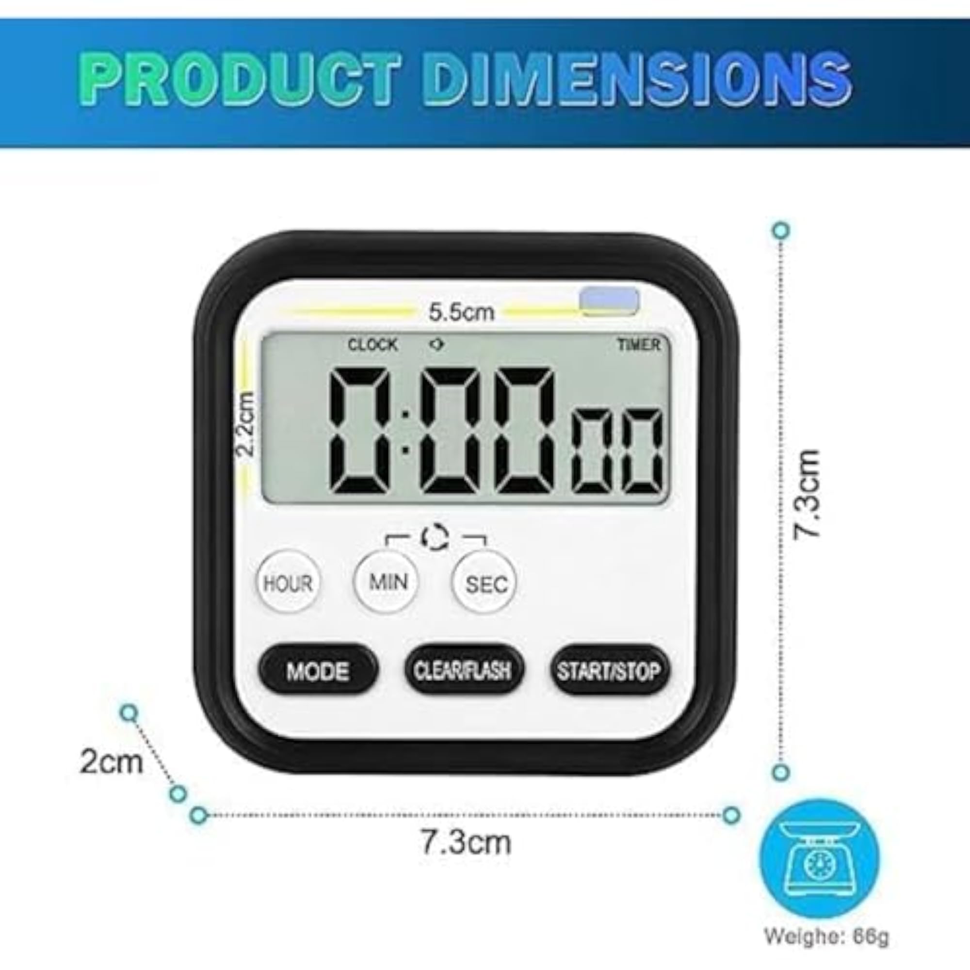 Multi-Function Alarm Clock Timer, Kitchen Timer with Stopwatch