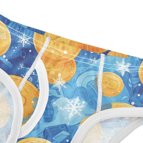 KLL Flying Bitcoins and Snowflakes Toddler Boys Pure Cotton Athletic Underwear Cute Children Panties4