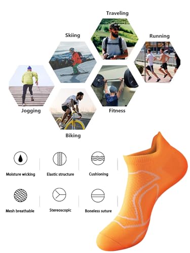 Mens Ankle Socks Athletic Running Socks Ultra Thin Breathable Non-Slip Socks Quick Dry Shock Absorbing Socks 5 Pairs3
