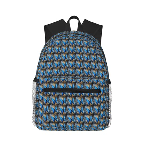 Sac à dos léger pour ordinateur portable bleu papillon parfait pour les cours